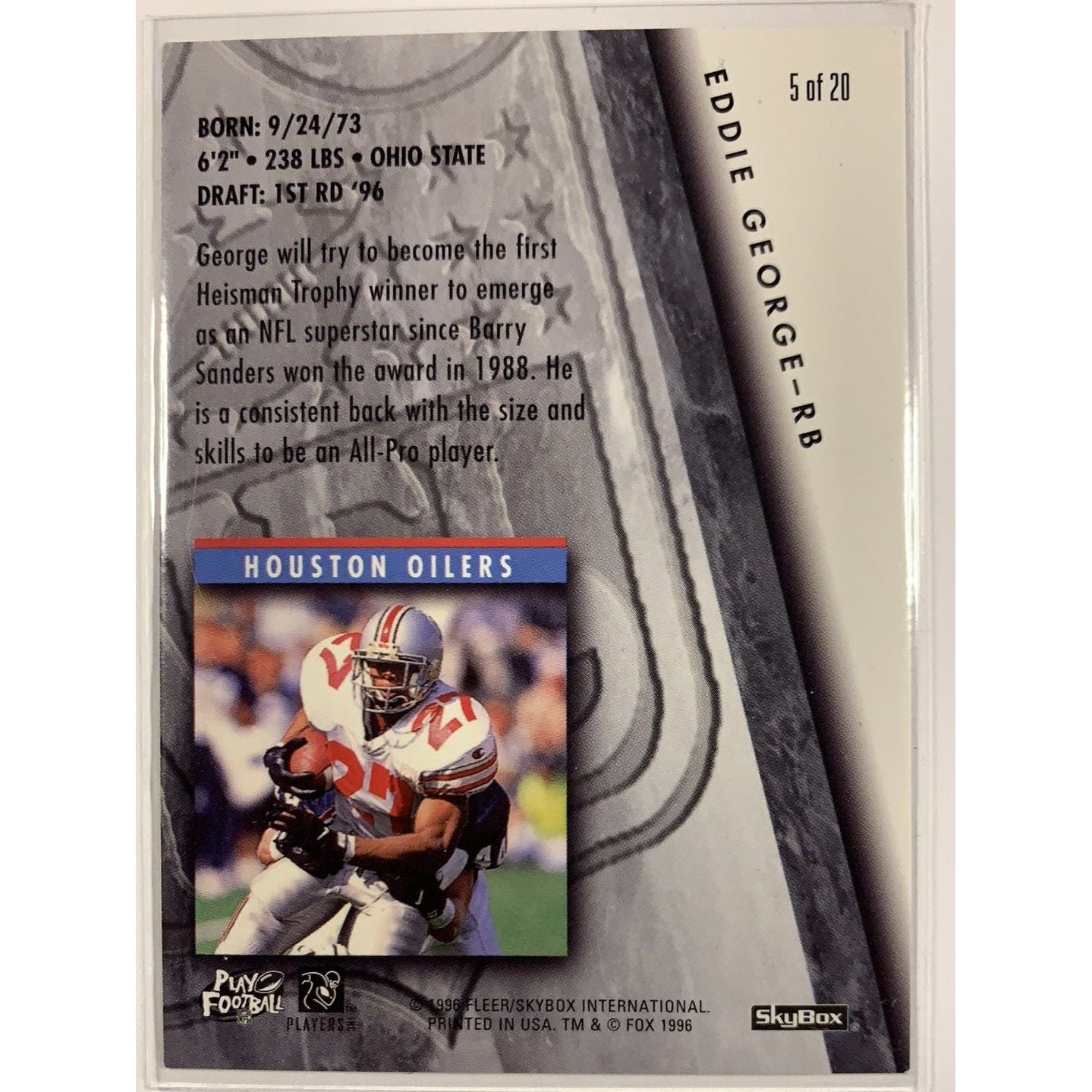  1996 Fleer Eddie George Same Game More Attitude  Local Legends Cards & Collectibles
