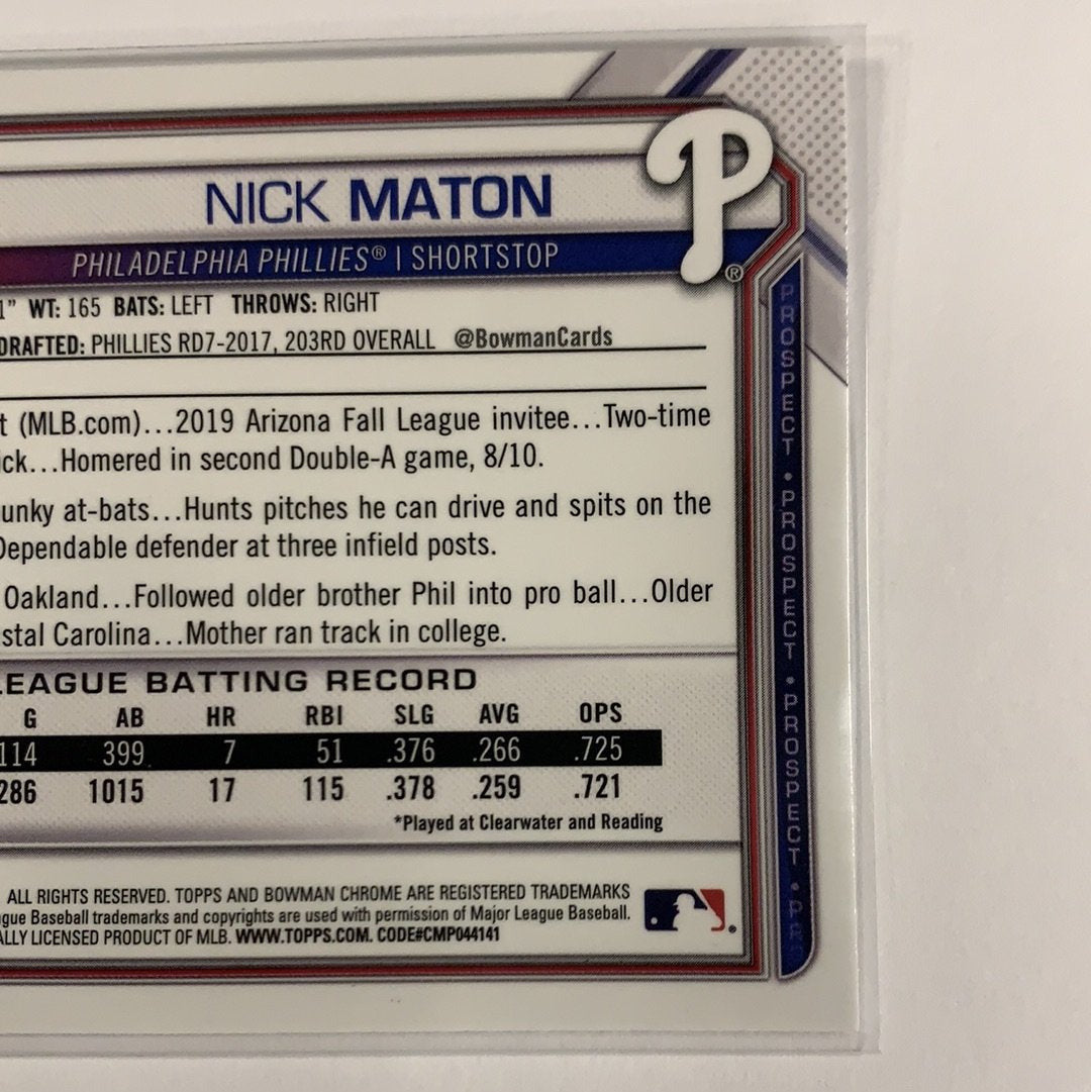  2021 Bowman 1st Chrome Nick Maton BCP-5  Local Legends Cards & Collectibles