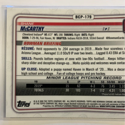  2020 Bowman Chrome Shane McCarthy Mojo Refractor  Local Legends Cards & Collectibles