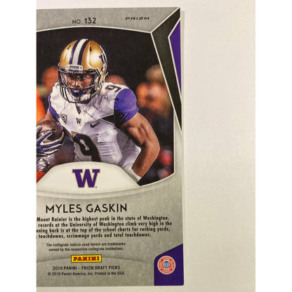 2019 Panini Prizm Draft Picks Myles Gaskin Silver Holo Prizm RC