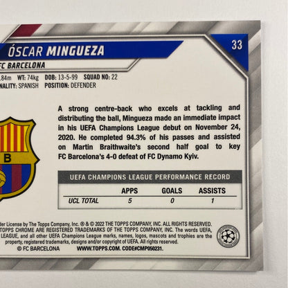 2022 Topps Chrome Oscar Mingueza RC | Local Legends Cards & Collectibles