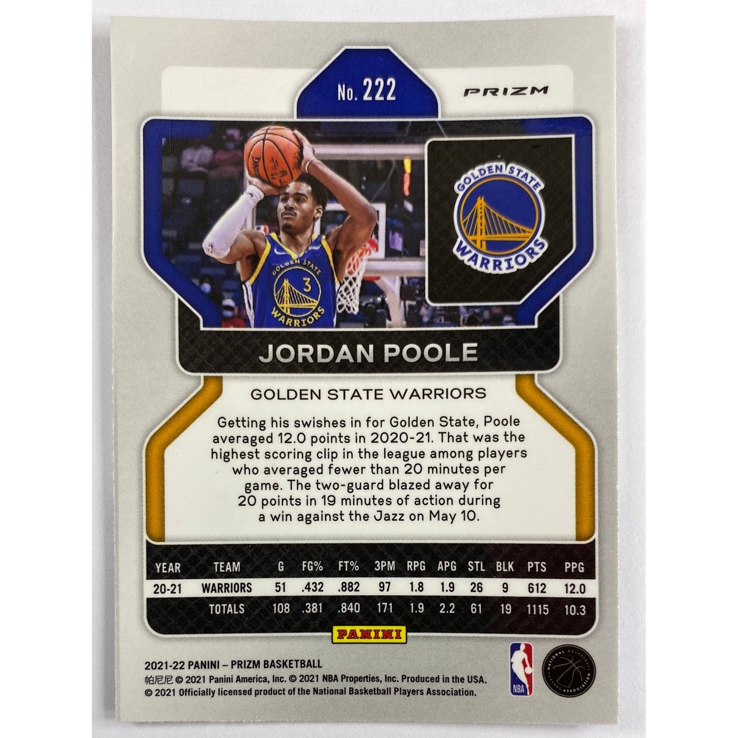 2021-22 Panini Prizm Jordan Poole Red White Blue Prizm