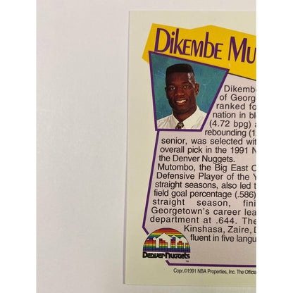 1991-92 Hoops Dikembe Mutombo #4 Overall Pick RC