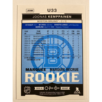 2015-16 O-Pee-Chee Platinum Joonas Kemppainen Marquee Rookie Silver Foil