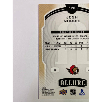 2020-21 Allure Josh Norris Orange Slice Rookie Card