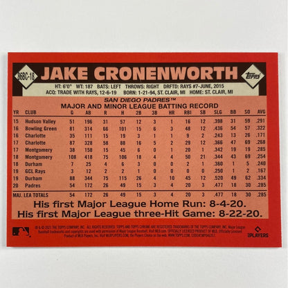 2021 Topps Chrome Jake Cronenworth Retro Refractor RC