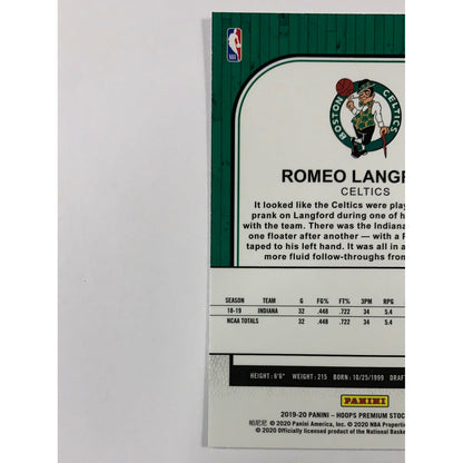 2019-20 Hoops Premium Stock Romeo Langford Rookie Card