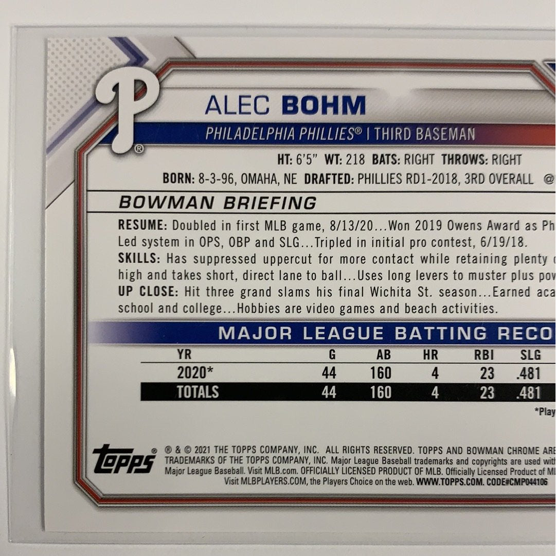  2021 Bowman Alec Bohm RC #2  Local Legends Cards & Collectibles