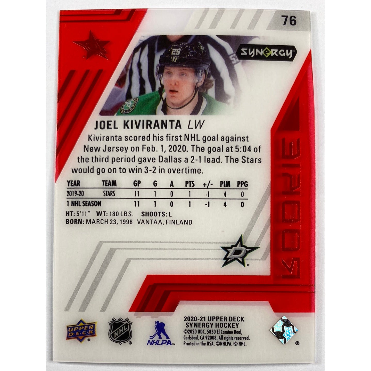 2020-21 Synergy Joel Kiviranta Rookie