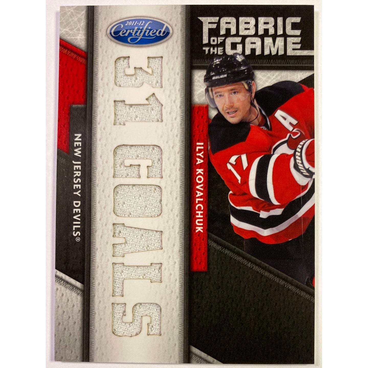 2011-12 Panini Certified Ilya Kovalchuk Fabric of the Game “31 Goals” Patch /25  Local Legends Cards & Collectibles