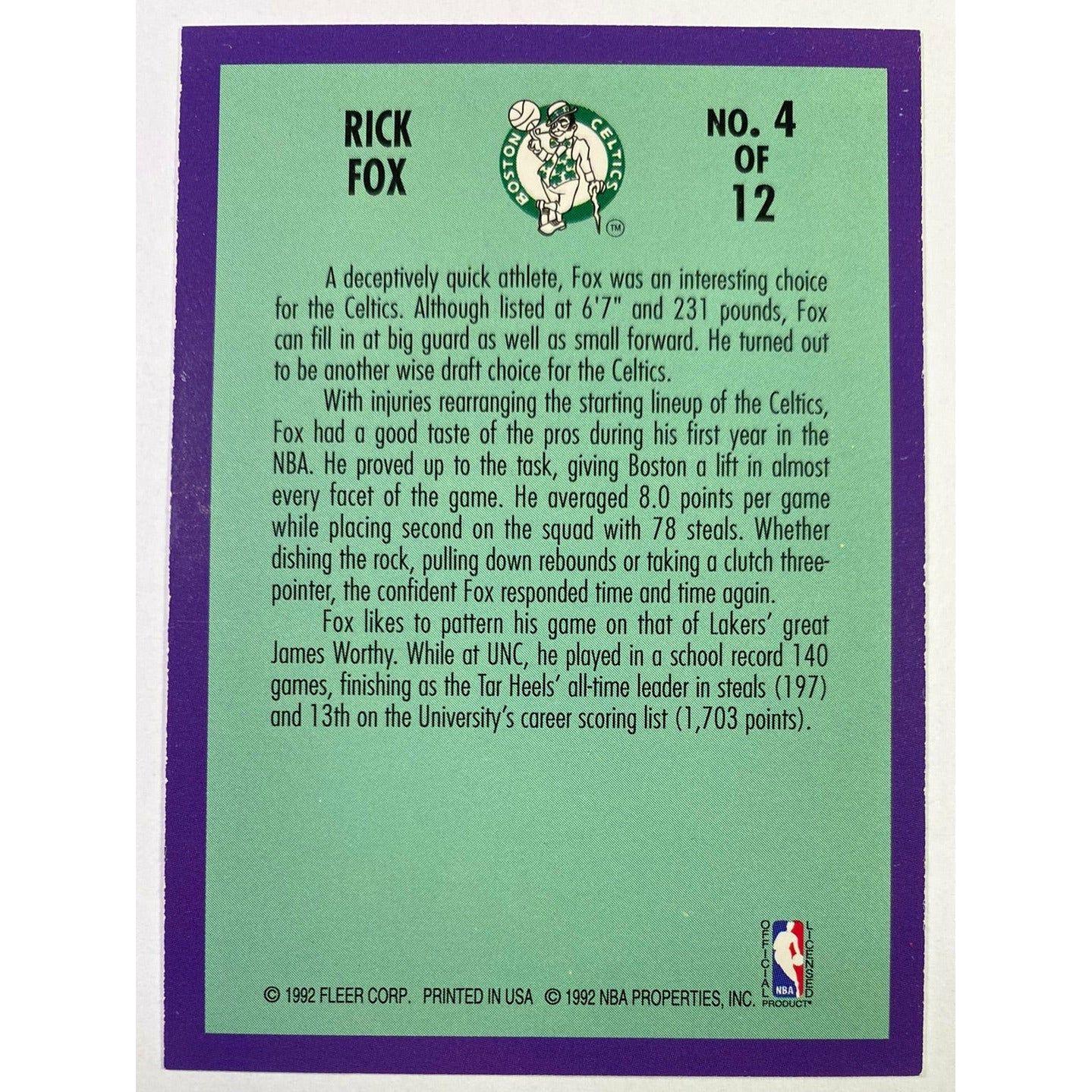  1992-93 Fleer Rick Fox Rookie Sensations  Local Legends Cards & Collectibles