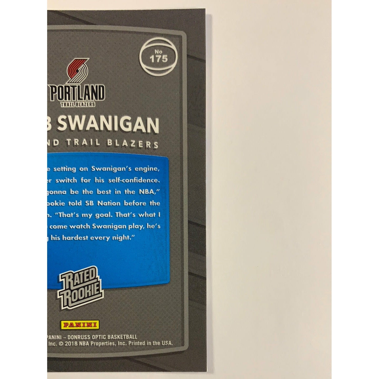 2017-18 Donruss Optic Caleb Swanigan Rated Rookie