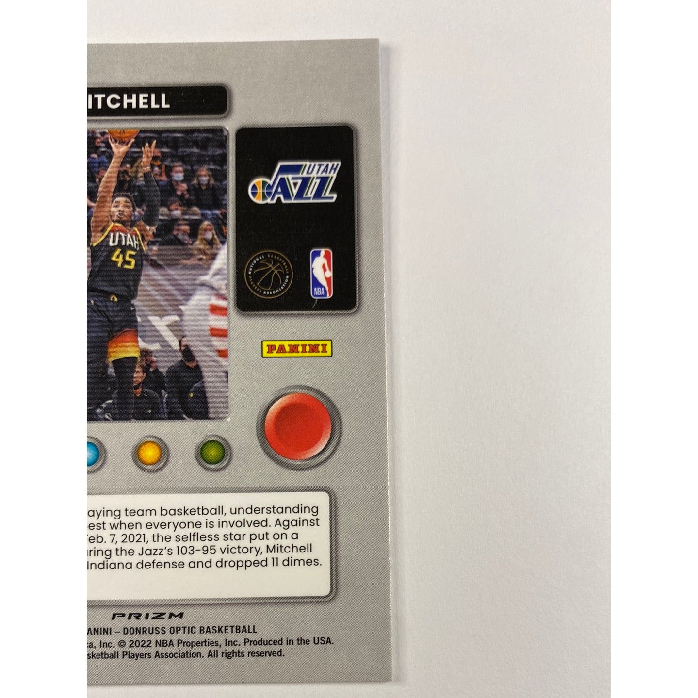 2021-22 Donruss Optic Donovan Mitchell T-Minus Purple Holo Prizm