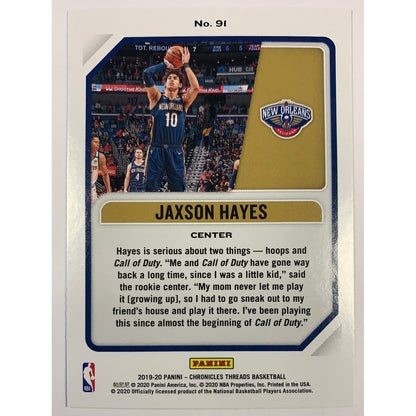2019-20 Chronicles Threads Jaxson Hayes RC