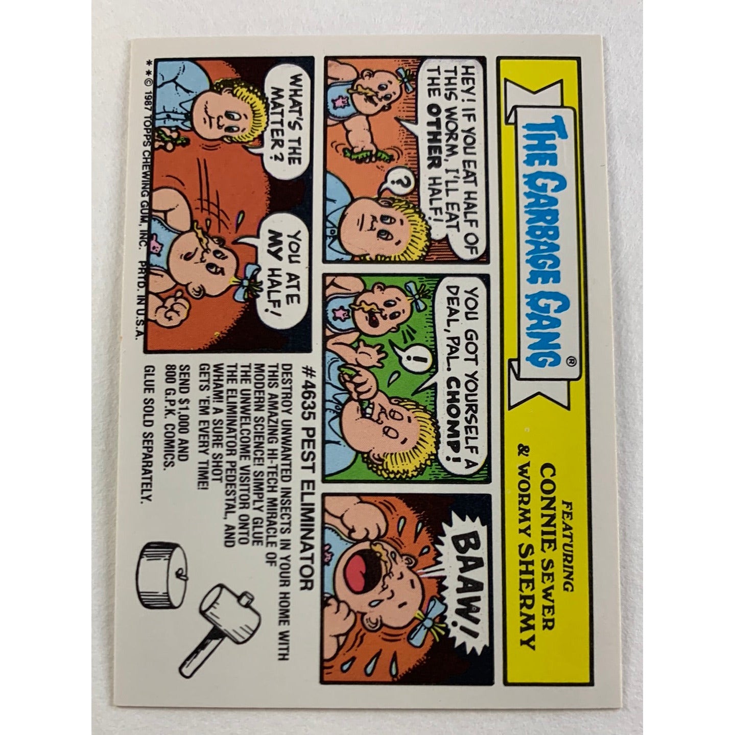 1987 Topps Garbage Pail Kids Heads Upton Die Cut