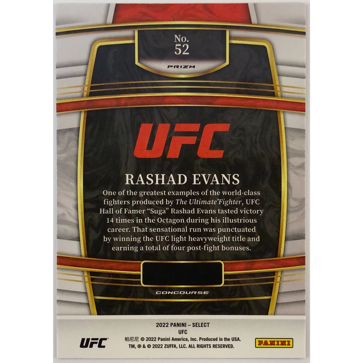 2022 Select Rashad Evans Tri Colour Prizm