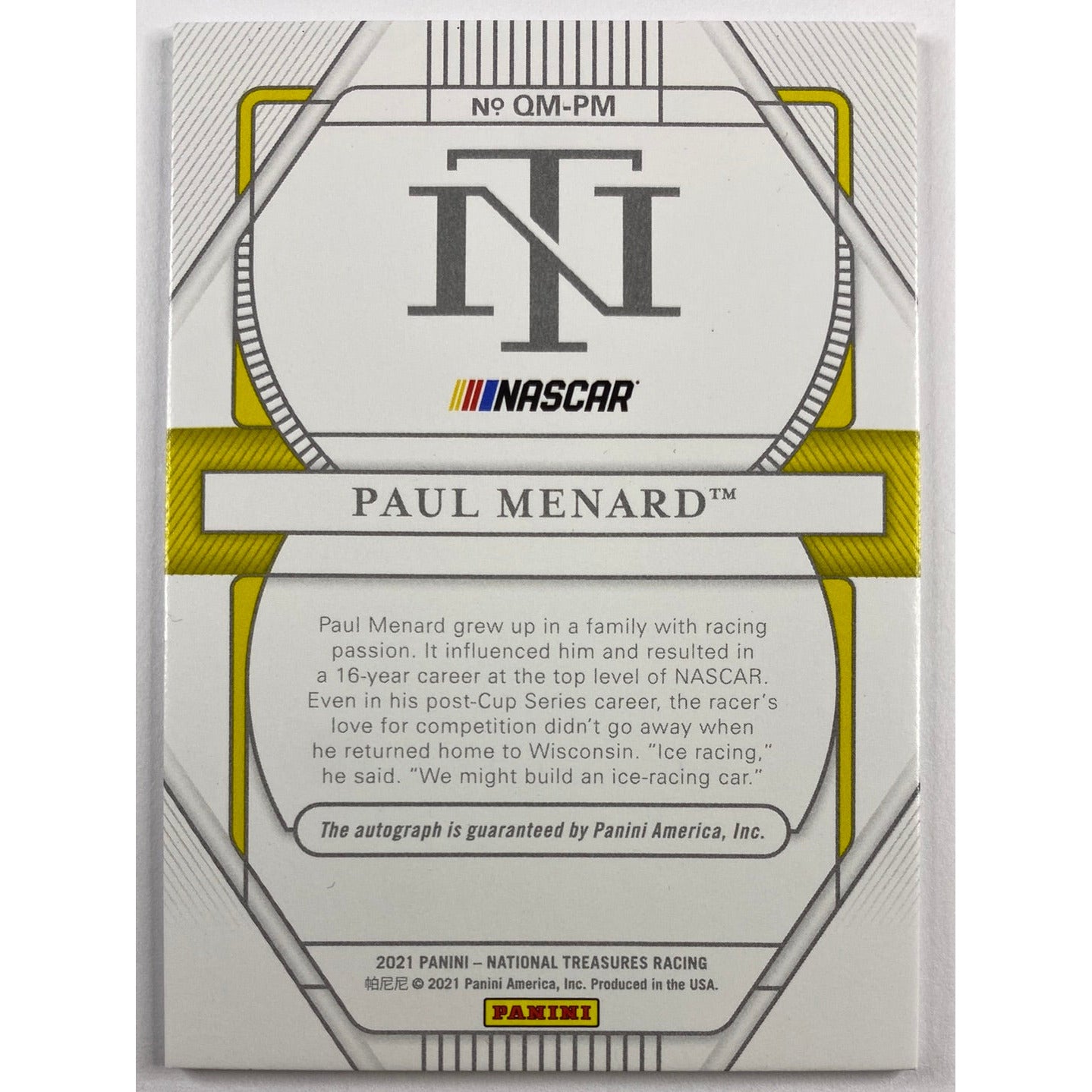 2021 National Treasures Paul Menard Qualifying Marks Auto /99 | Local Legends Cards & Collectibles