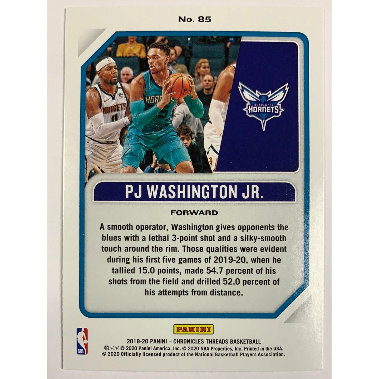 2019-20 Chronicles Threads Pj Washington Jr RC
