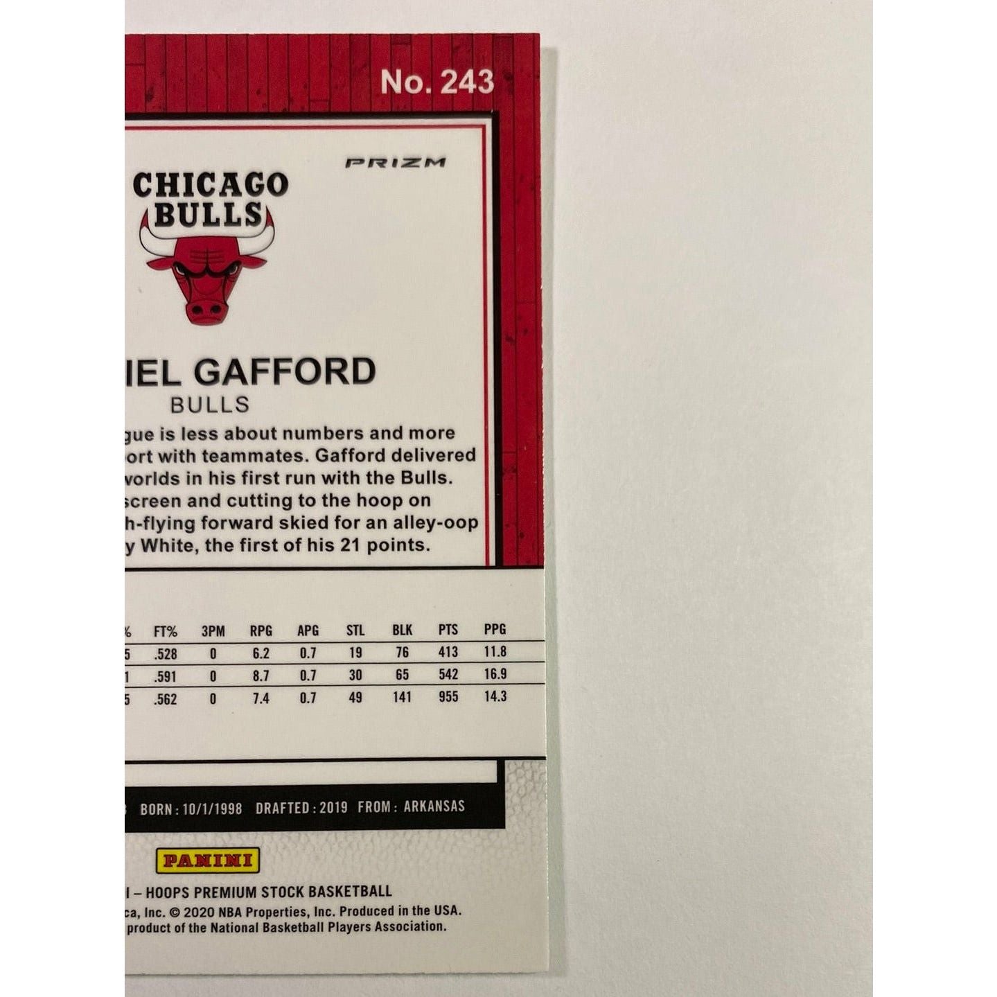 2019-20 Hoops Premium Stock Daniel Gafford Silver Holo Prizm RC