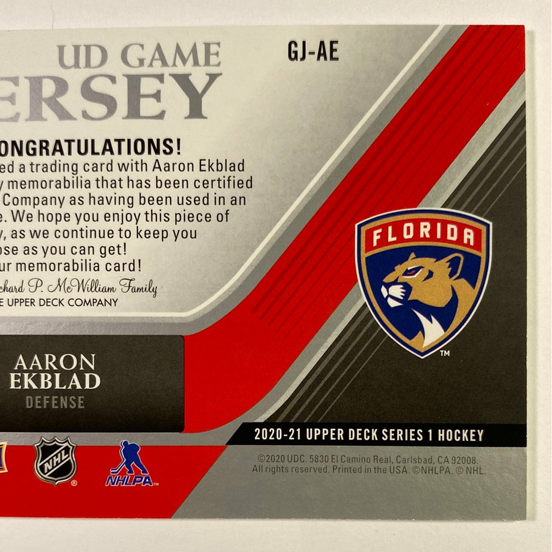 2020-21 Upper Deck Series 1 Aaron Ekblad UD Game Jersey