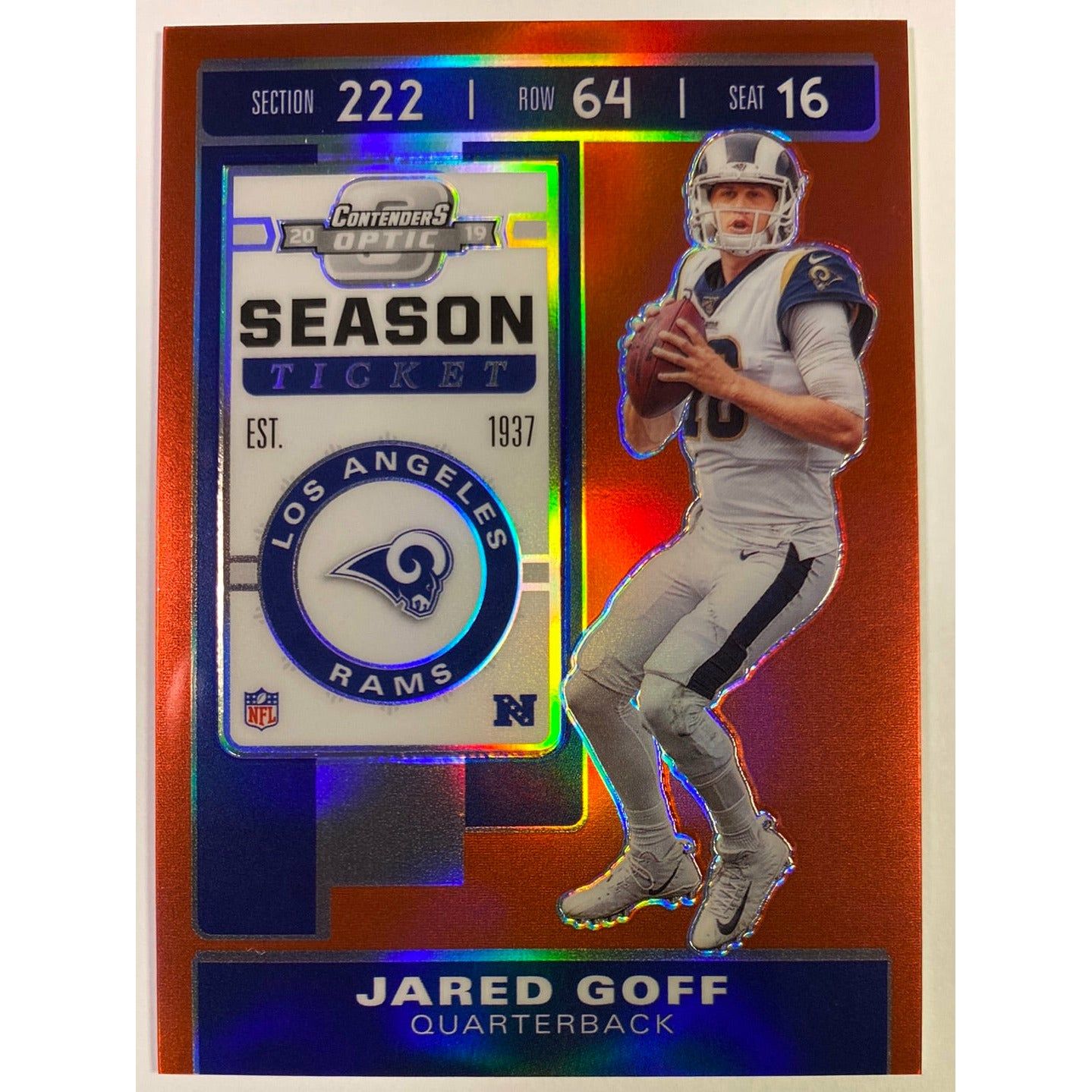  2019 Contenders Optic Jared Goff Red Prizm Season Ticket /199  Local Legends Cards & Collectibles