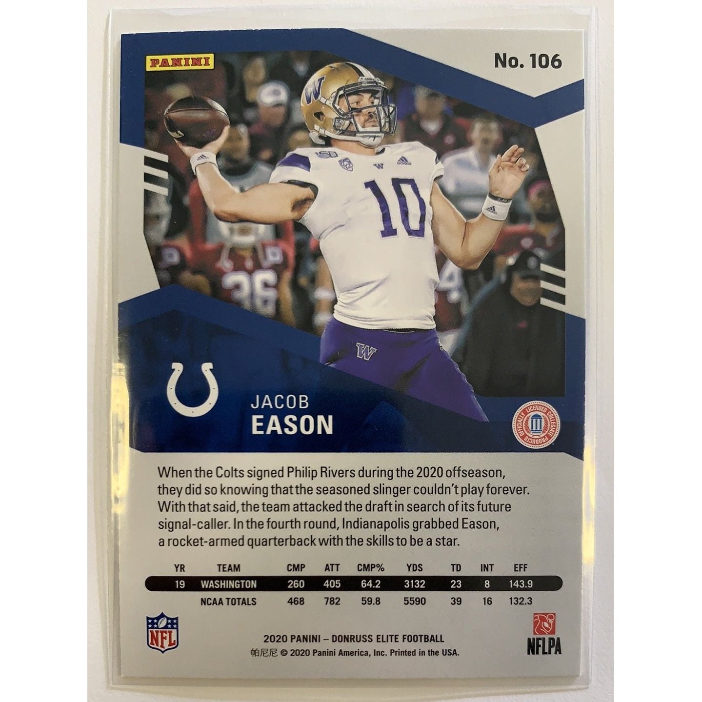  2020 Donruss Elite Jacob Eason RC Pink Parallel  Local Legends Cards & Collectibles