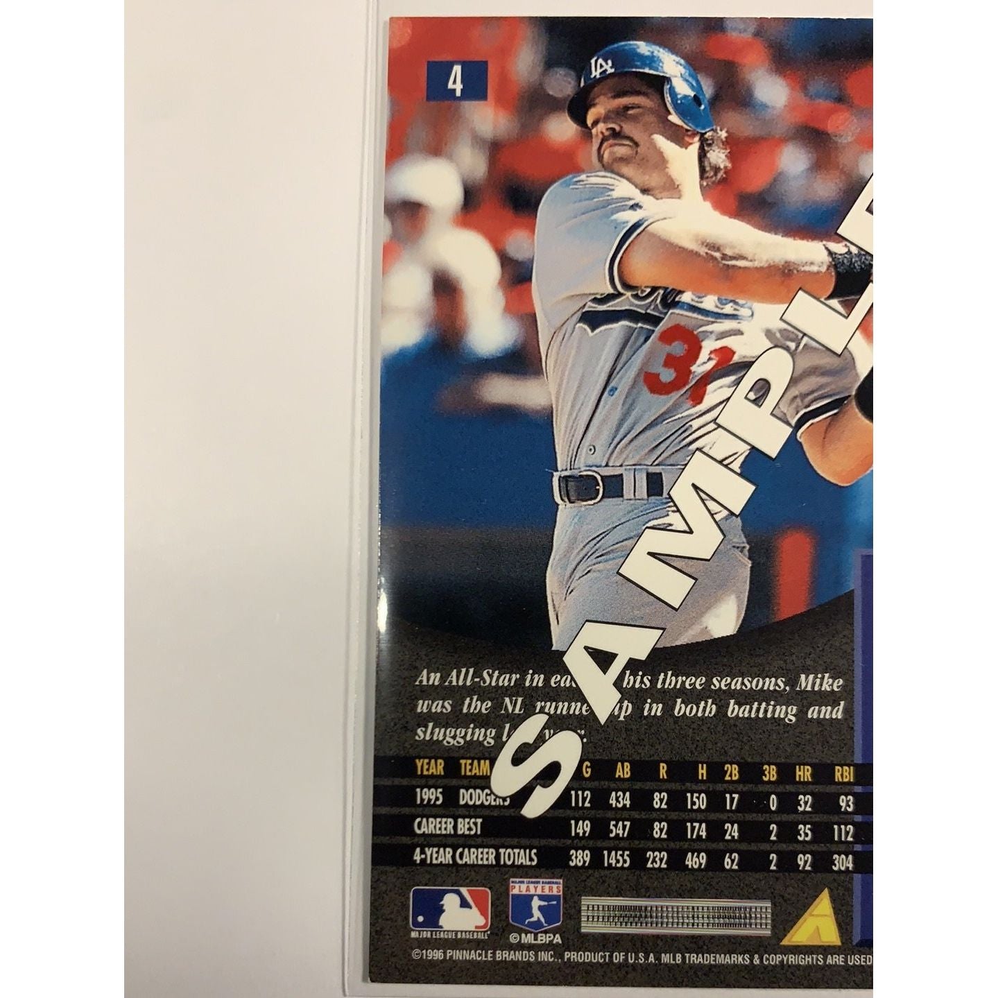  1996 Pinnacle Mike Piazza Promo Sample Card  Local Legends Cards & Collectibles