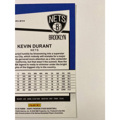 2019-20 Hoops Premium Stock Kevin Durant Purple Disco Prizm