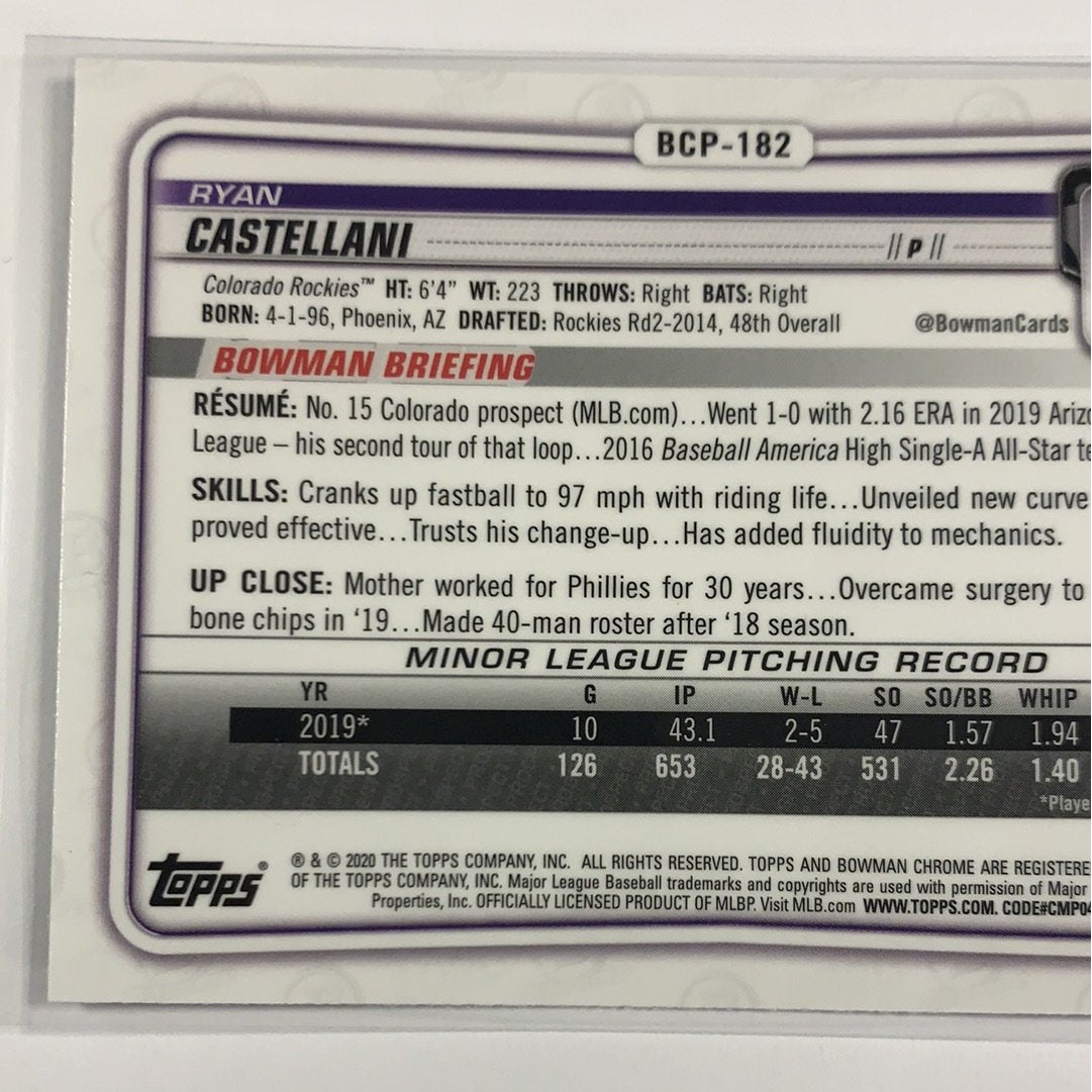  2020 Bowman Chrome Ryan Castellani Mojo Refractor  Local Legends Cards & Collectibles