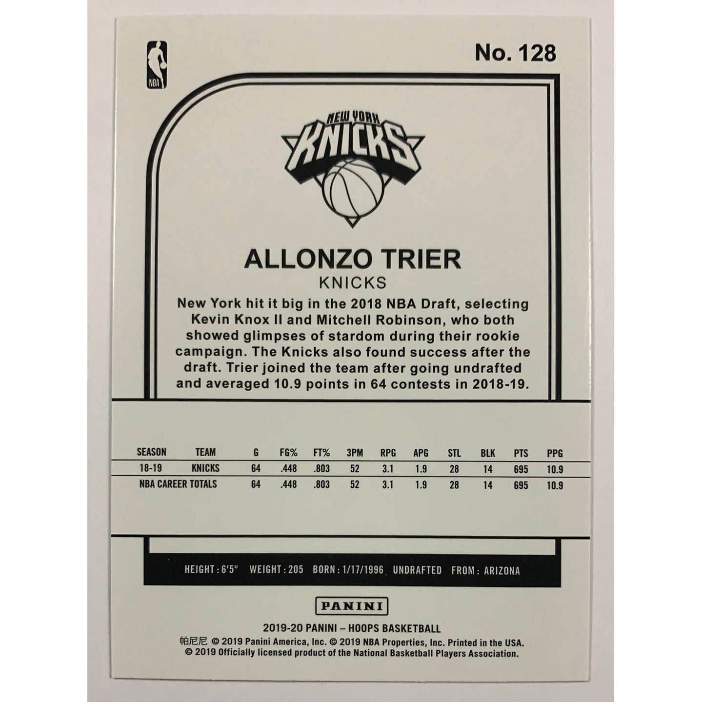 2019-20 Hoops Allonzo Trier Purple Parallel