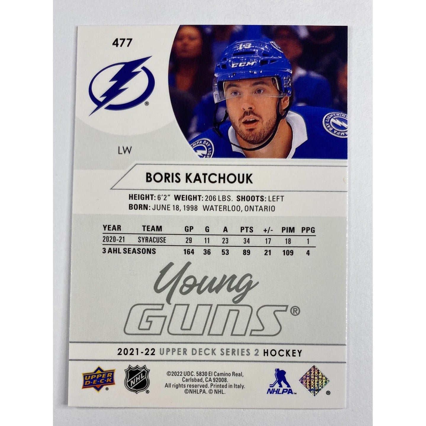 2021-22 Upper Deck Series 2 Boris Katchouk Young Guns