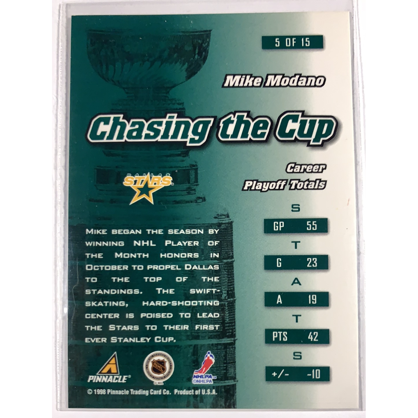  1998-99 Pinnacle Mike Modano Chasing the Cup  Local Legends Cards & Collectibles