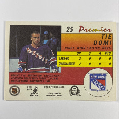 1990-91 O-Pee-Chee Premier Tie Domi RC