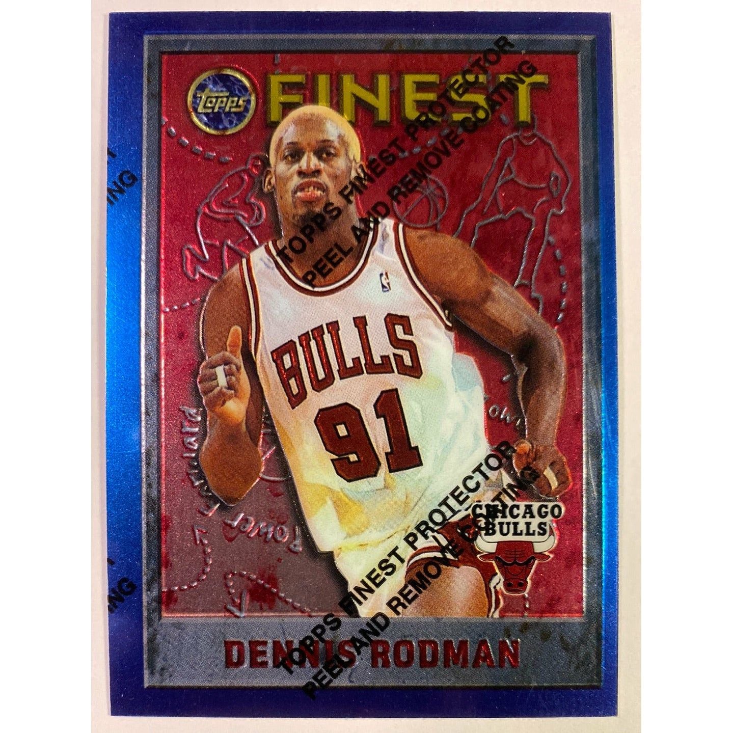 1995-96 Topps Finest Dennis Rodman Blue Unpeeled