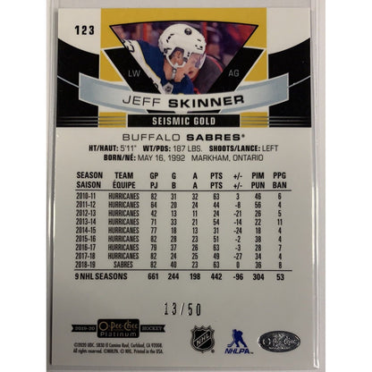  2019-20 O-Pee-Chee Platinum Jeff Skinner Seismic Gold /50  Local Legends Cards & Collectibles