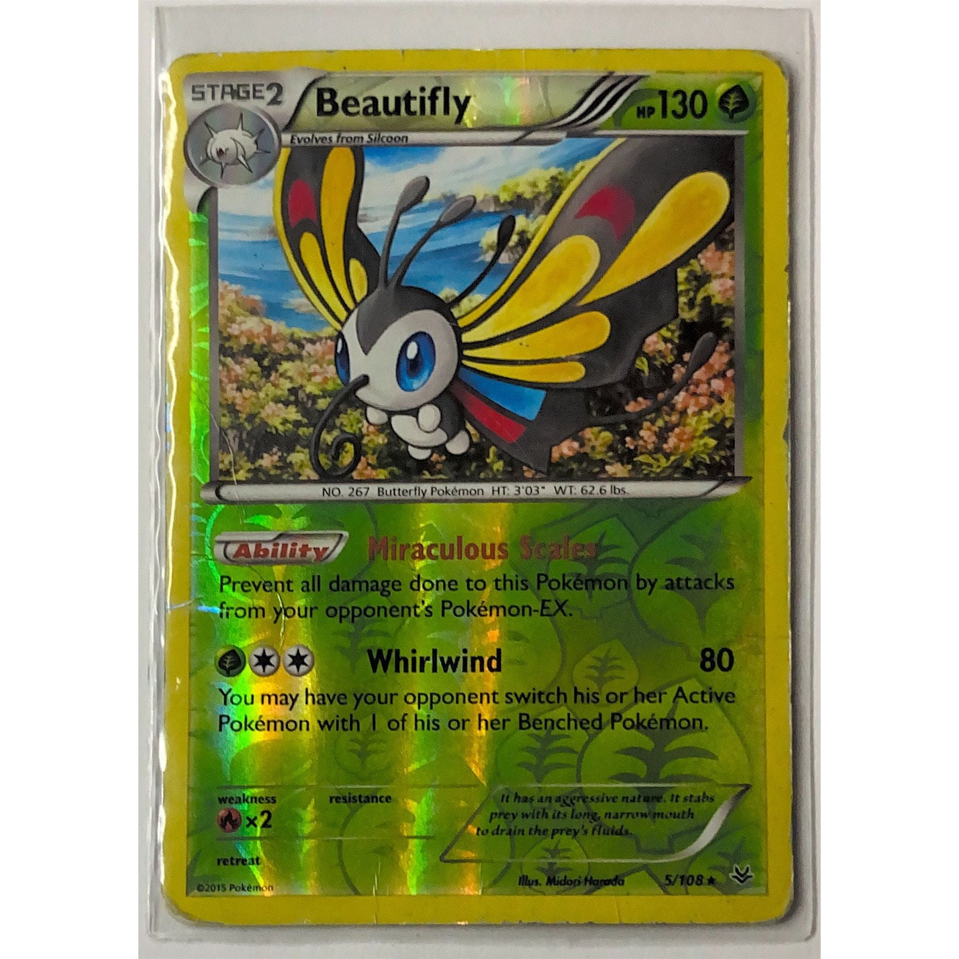  2015 XY Roaring Skies BEAUTIFLY Rare Reverse Holo 5/108 *HEAVY PLAY  Local Legends Cards & Collectibles