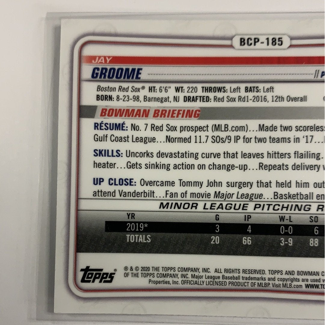  2020 Bowman Chrome Jay Groome Mojo Refractor  Local Legends Cards & Collectibles