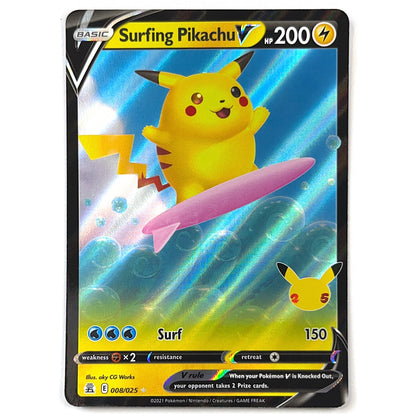 Celebrations Surfing Pikachu V Rare Holo 008/025