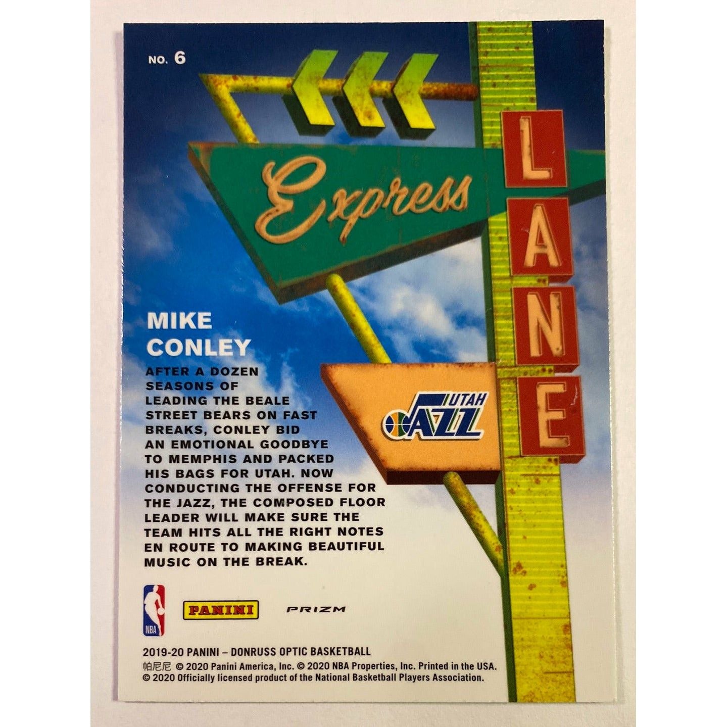 2019-20 Donruss Optic Mike Conley Express Lane Purple Holo Prizm