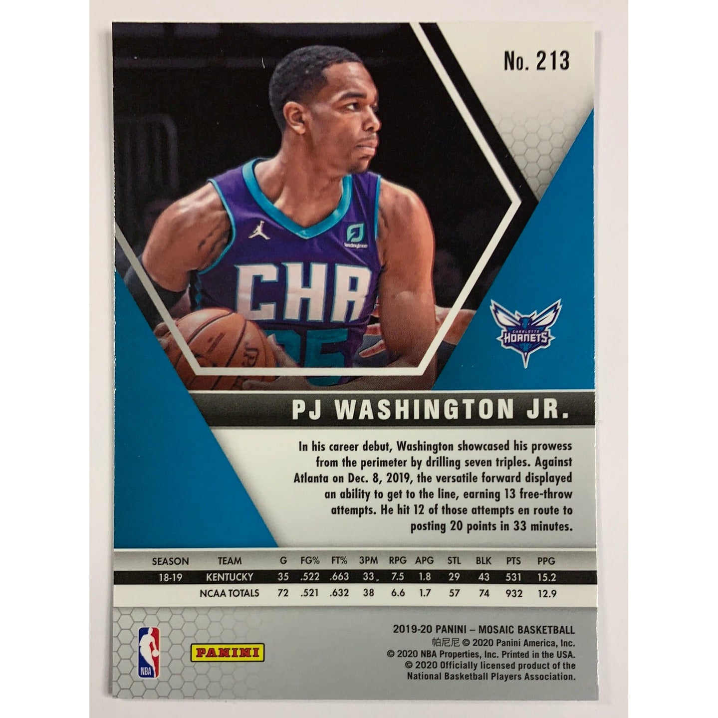 2019-20 Mosaic PJ Washington Jr RC