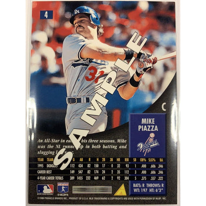  1996 Pinnacle Mike Piazza Promo Sample Card  Local Legends Cards & Collectibles