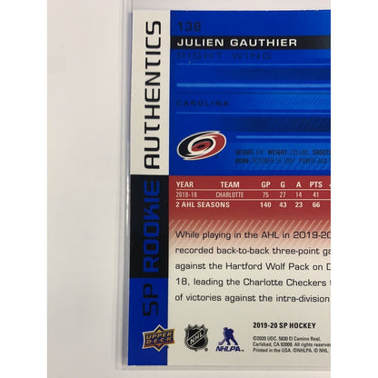  2019-20 SP Julien Gauthier Rookie Authentics  Local Legends Cards & Collectibles