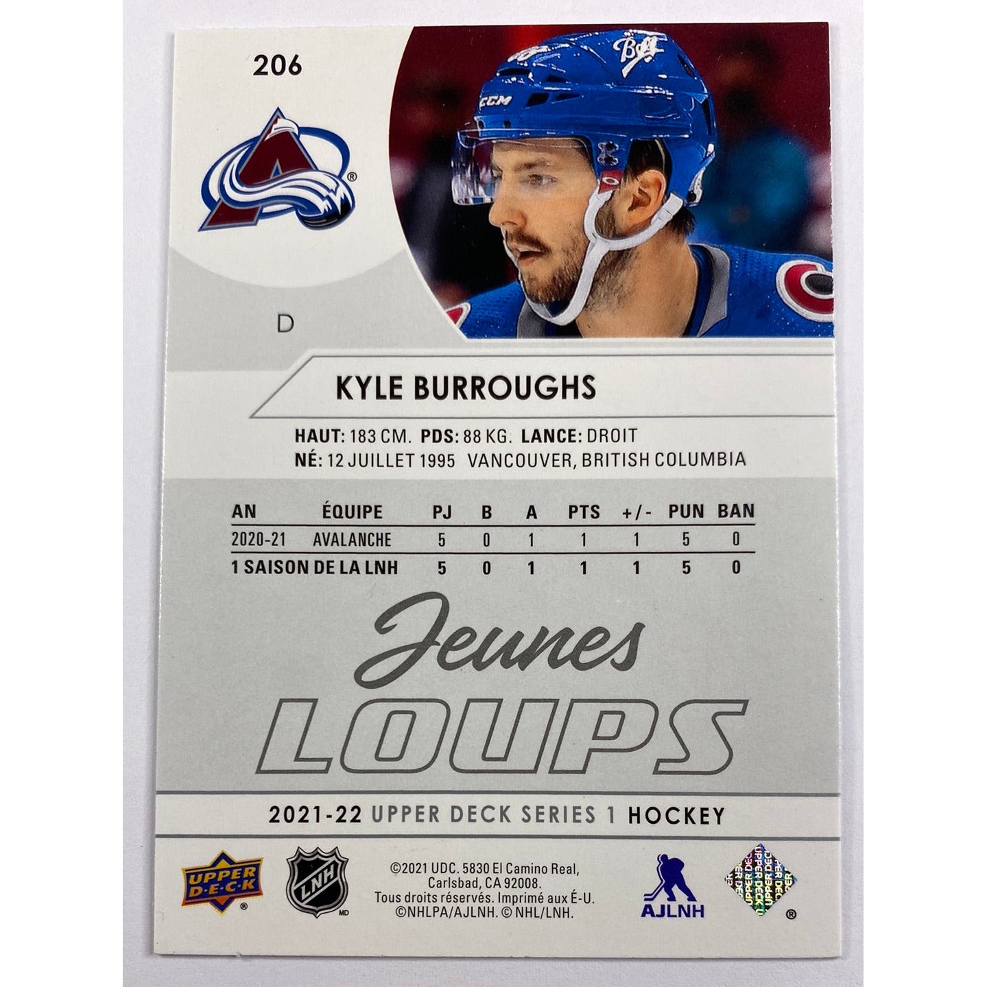 2021-22 Series 1 Kyle Burroughs Young Guns French Variant In Person Auto