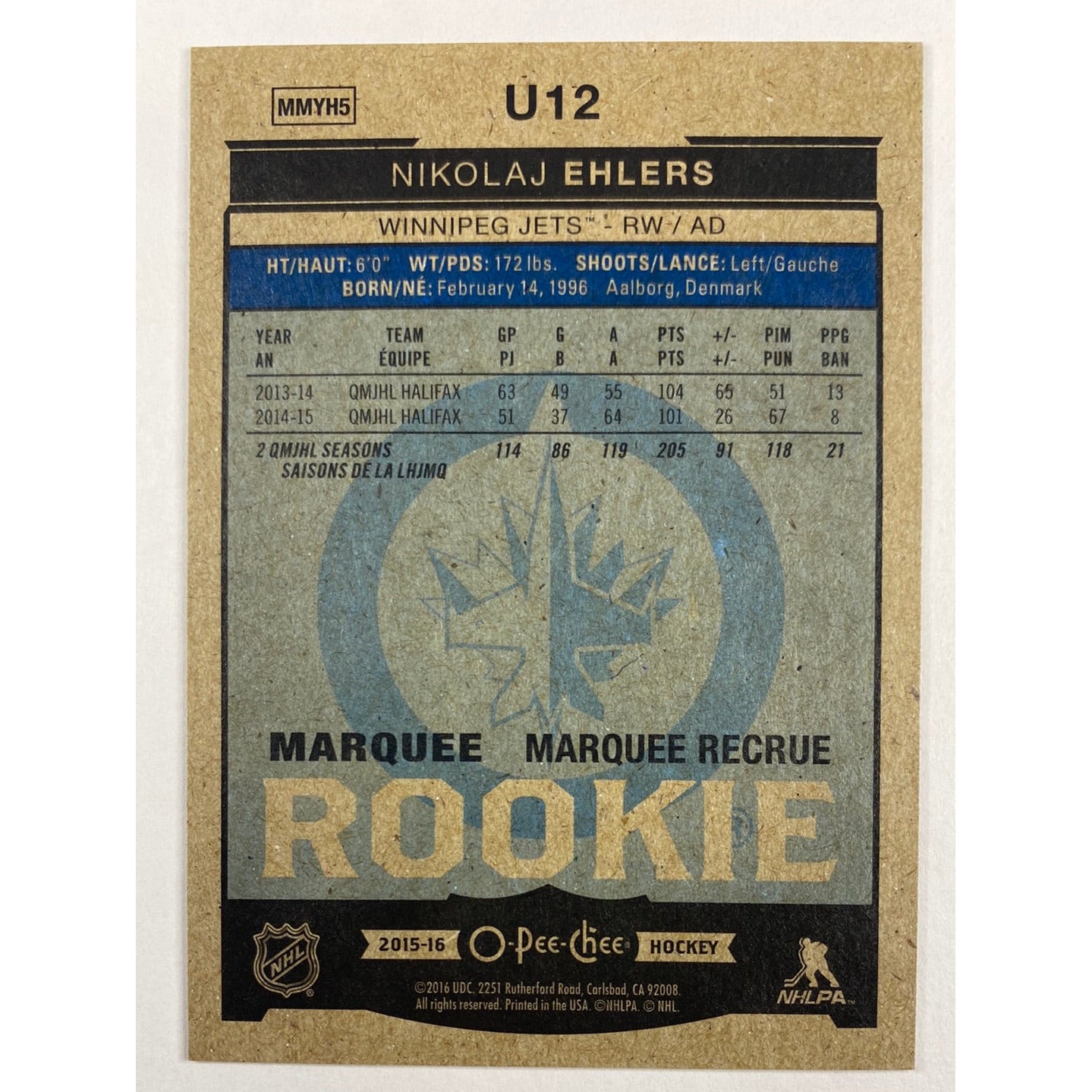 2015-16 O-Pee-Chee Nikolaj Ehlers Marquee Rookie
