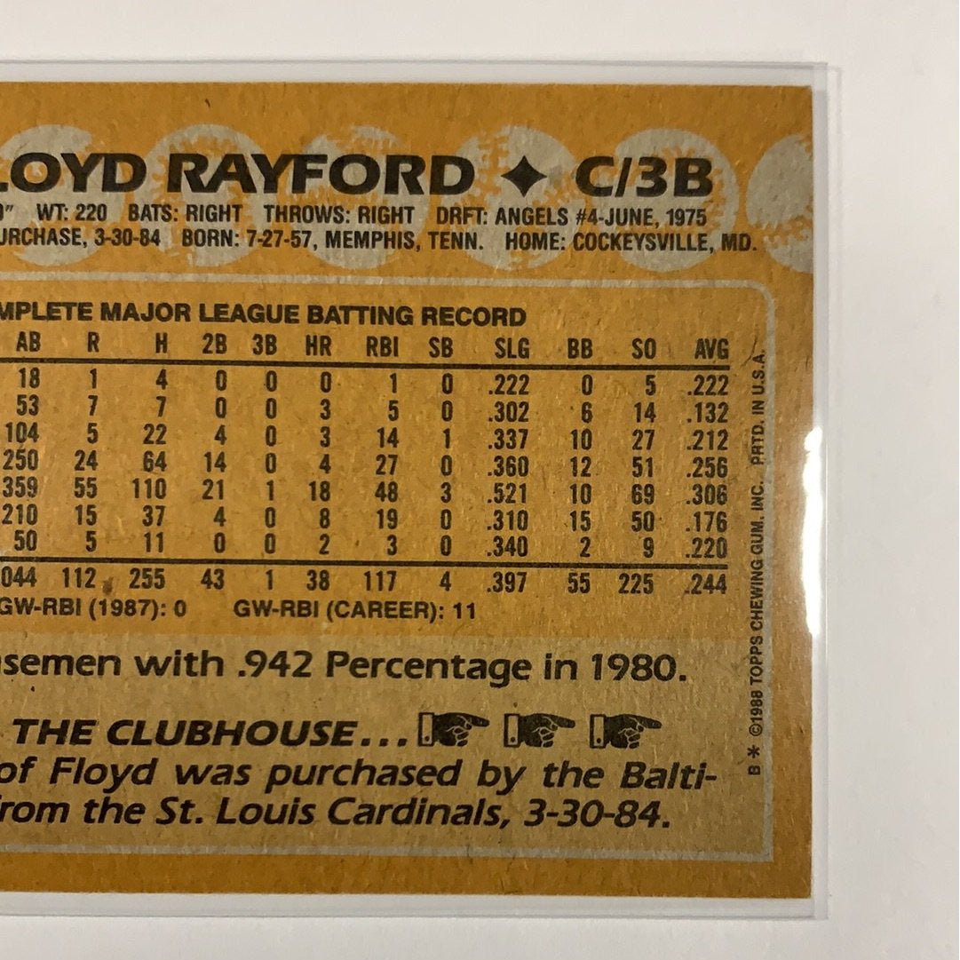  1988 Topps Floyd Rayford #296  Local Legends Cards & Collectibles