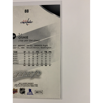  2017-18 MVP T.J. Oshie Silver Script  Local Legends Cards & Collectibles
