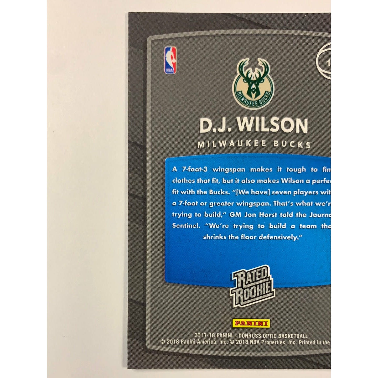 2017-18 Donruss Optic DJ Wilson Rated Rookie