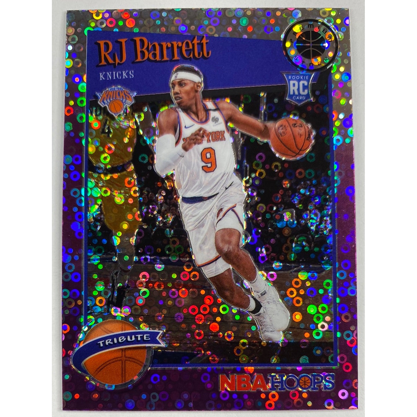 2019-20 Hoops Premium Stock RJ Barrett Tribute Purple Fast Break Prizm RC