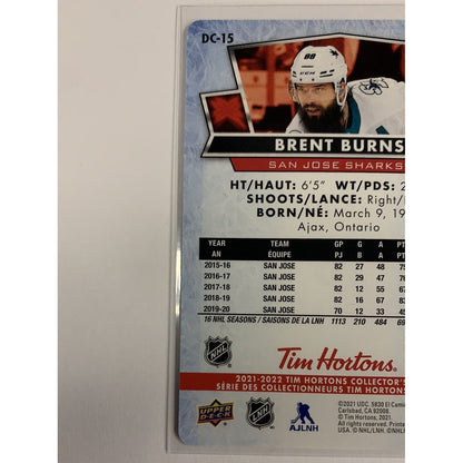  2021-22 Tim Hortons Red Die Cut Brent Burns  Local Legends Cards & Collectibles
