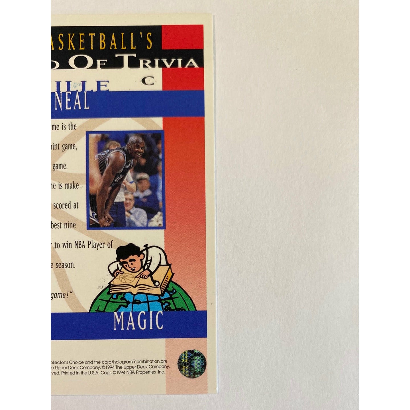 1994-95 Upper Deck Collectors Choice Shaquille O’Neal Dr Ball World of Trivia